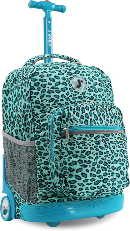 Sunrise Kids Rolling Backpack with Wheels for Girls Boys, Roller Bookbag for School, 18 x 13 x 9 Inches, Confetti - Colors B