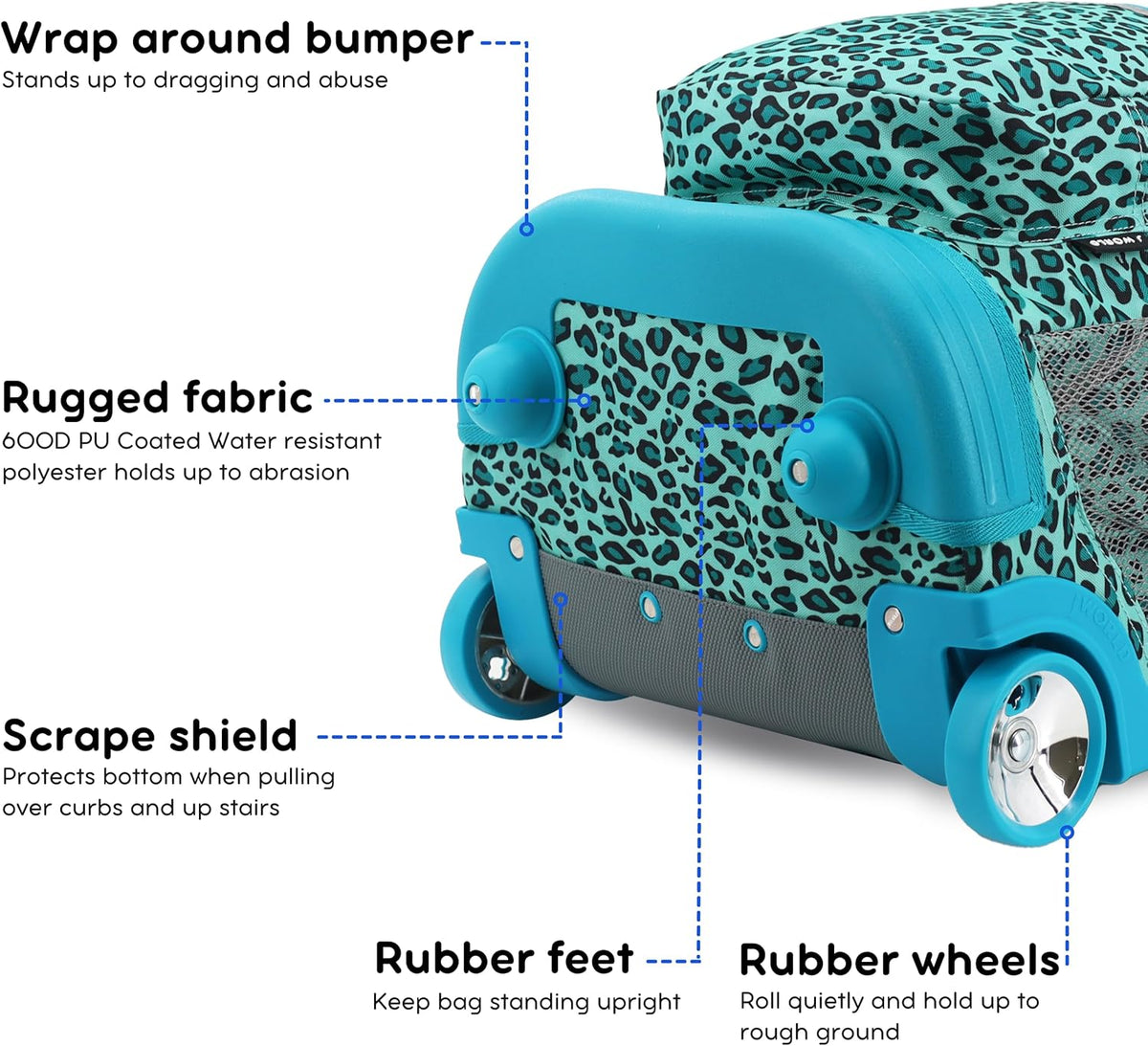 Sunrise Kids Rolling Backpack with Wheels for Girls Boys, Roller Bookbag for School, 18 x 13 x 9 Inches, Confetti - Colors B