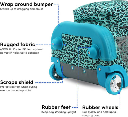 Sunrise Kids Rolling Backpack with Wheels for Girls Boys, Roller Bookbag for School, 18 x 13 x 9 Inches, Confetti - Colors B