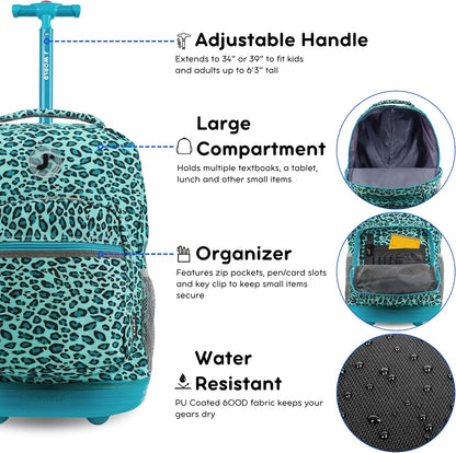 Sunrise Kids Rolling Backpack with Wheels for Girls Boys, Roller Bookbag for School, 18 x 13 x 9 Inches, Confetti - Colors B
