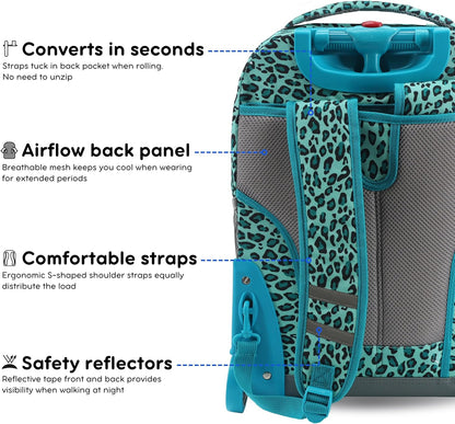 Sunrise Kids Rolling Backpack with Wheels for Girls Boys, Roller Bookbag for School, 18 x 13 x 9 Inches, Confetti - Colors B