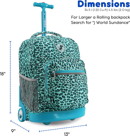 Sunrise Kids Rolling Backpack with Wheels for Girls Boys, Roller Bookbag for School, 18 x 13 x 9 Inches, Confetti - Colors B