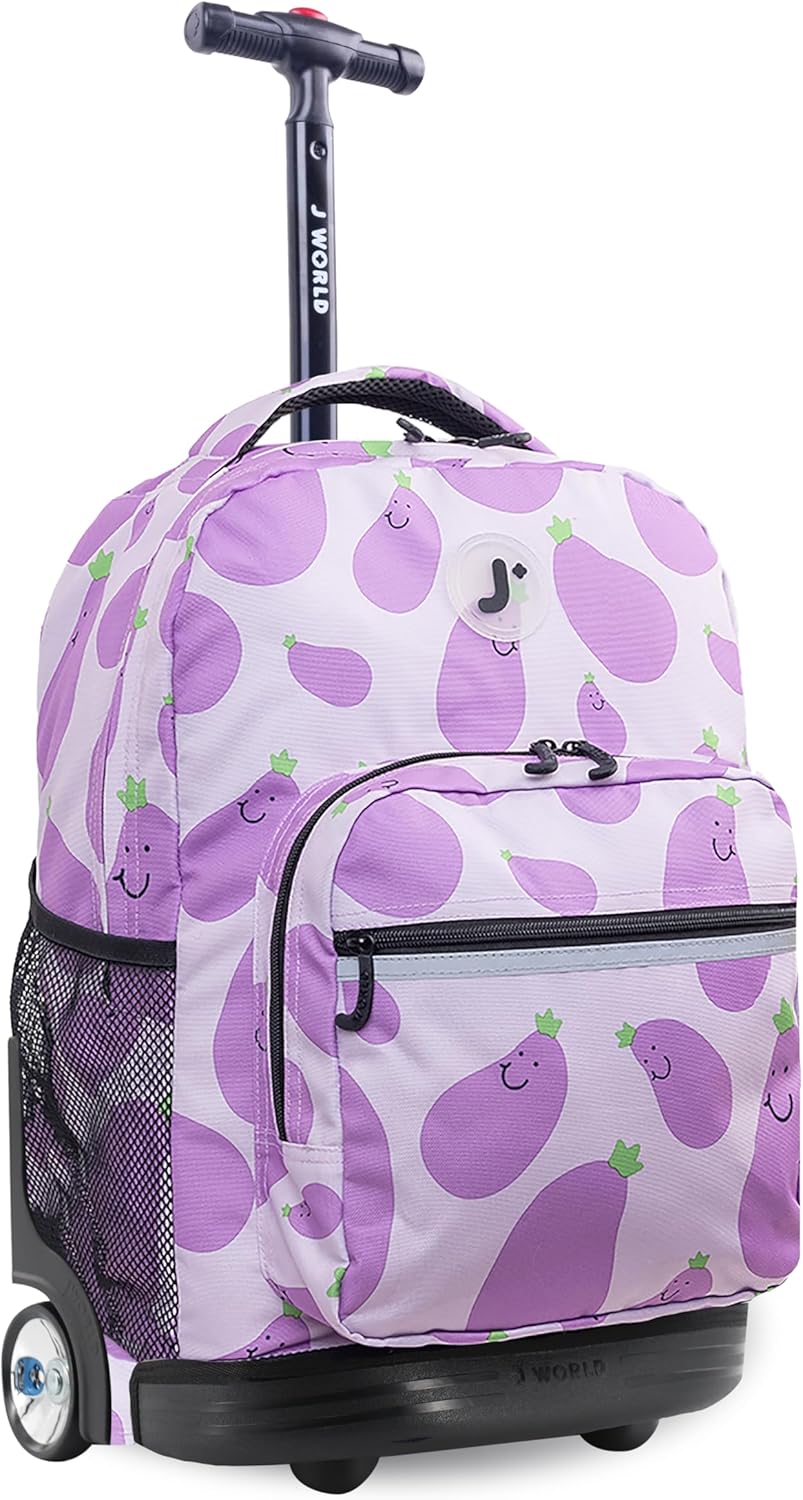 Sunrise Kids Rolling Backpack with Wheels for Girls Boys, Roller Bookbag for School, 18 x 13 x 9 Inches, Confetti - Colors B