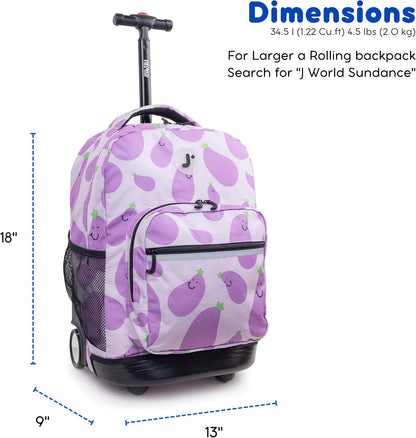 Sunrise Kids Rolling Backpack with Wheels for Girls Boys, Roller Bookbag for School, 18 x 13 x 9 Inches, Confetti - Colors B