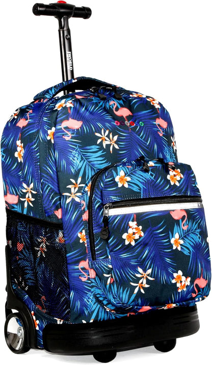 Sunrise Kids Rolling Backpack with Wheels for Girls Boys, Roller Bookbag for School, 18 x 13 x 9 Inches, Confetti - Colors B