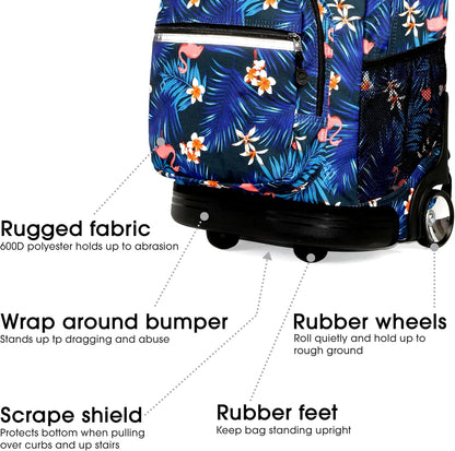Sunrise Kids Rolling Backpack with Wheels for Girls Boys, Roller Bookbag for School, 18 x 13 x 9 Inches, Confetti - Colors B