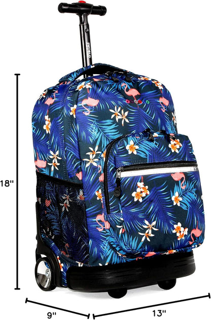 Sunrise Kids Rolling Backpack with Wheels for Girls Boys, Roller Bookbag for School, 18 x 13 x 9 Inches, Confetti - Colors B