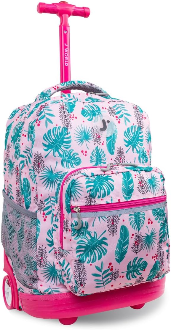 Sunrise Kids Rolling Backpack with Wheels for Girls Boys, Roller Bookbag for School, 18 x 13 x 9 Inches, Confetti - Colors B