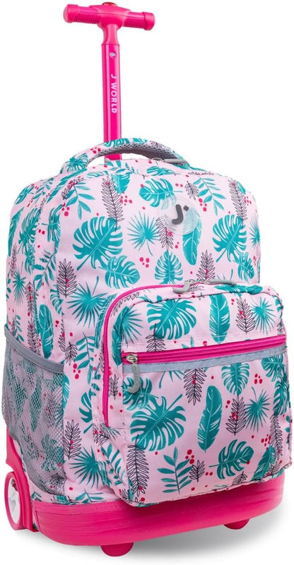 Sunrise Kids Rolling Backpack with Wheels for Girls Boys, Roller Bookbag for School, 18 x 13 x 9 Inches, Confetti - Colors B
