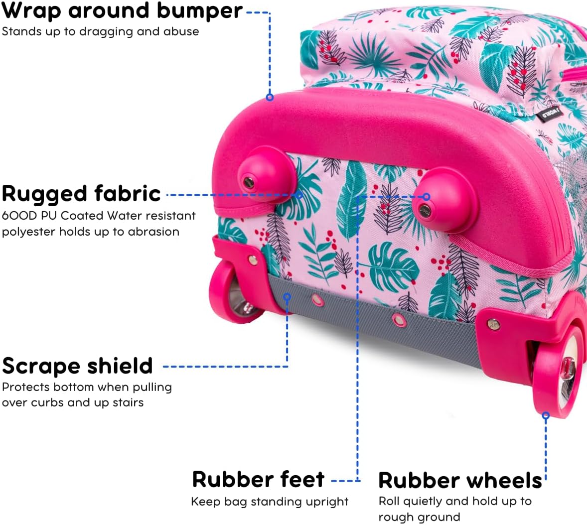 Sunrise Kids Rolling Backpack with Wheels for Girls Boys, Roller Bookbag for School, 18 x 13 x 9 Inches, Confetti - Colors B