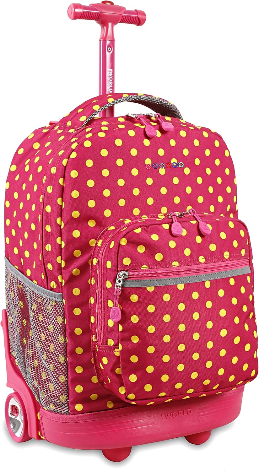 Sunrise Kids Rolling Backpack with Wheels for Girls Boys, Roller Bookbag for School, 18 x 13 x 9 Inches, Confetti - Colors B