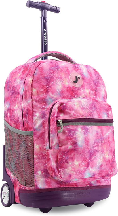 Sunrise Kids Rolling Backpack with Wheels for Girls Boys, Roller Bookbag for School, 18 x 13 x 9 Inches, Confetti - Colors B