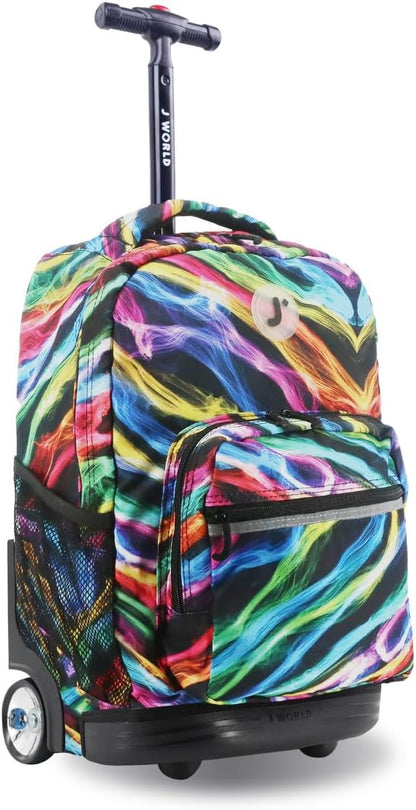 Sunrise Kids Rolling Backpack with Wheels for Girls Boys, Roller Bookbag for School, 18 x 13 x 9 Inches, Confetti - Colors B