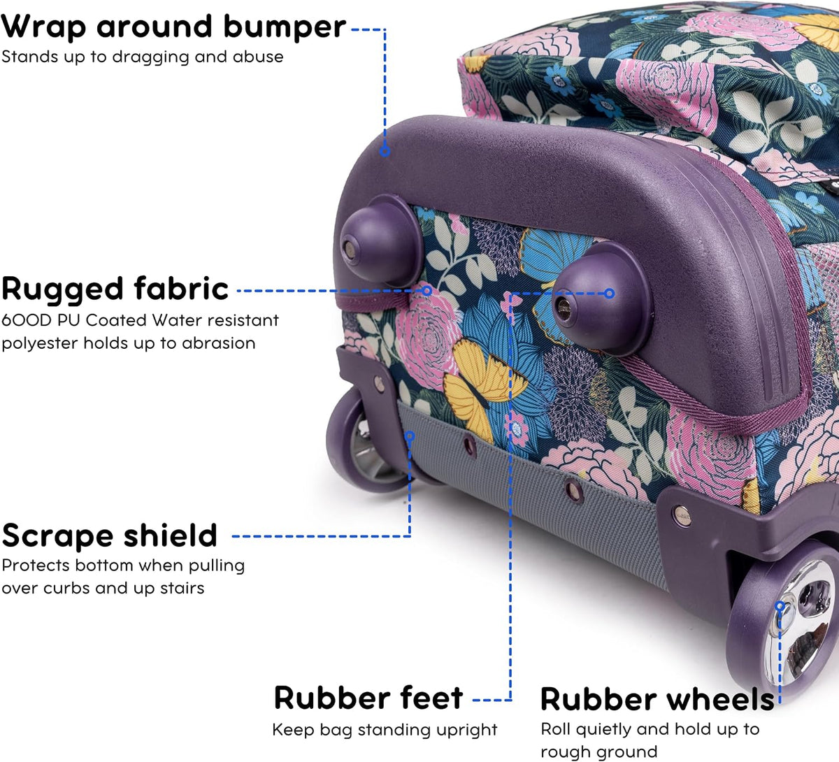 Sunrise Kids Rolling Backpack with Wheels for Girls Boys, Roller Bookbag for School, 18 x 13 x 9 Inches, Confetti - Colors B