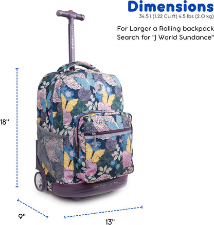 Sunrise Kids Rolling Backpack with Wheels for Girls Boys, Roller Bookbag for School, 18 x 13 x 9 Inches, Confetti - Colors B