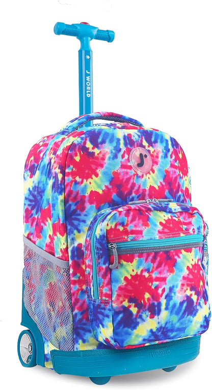 Sunrise Kids Rolling Backpack with Wheels for Girls Boys, Roller Bookbag for School, 18 x 13 x 9 Inches, Confetti - Colors B