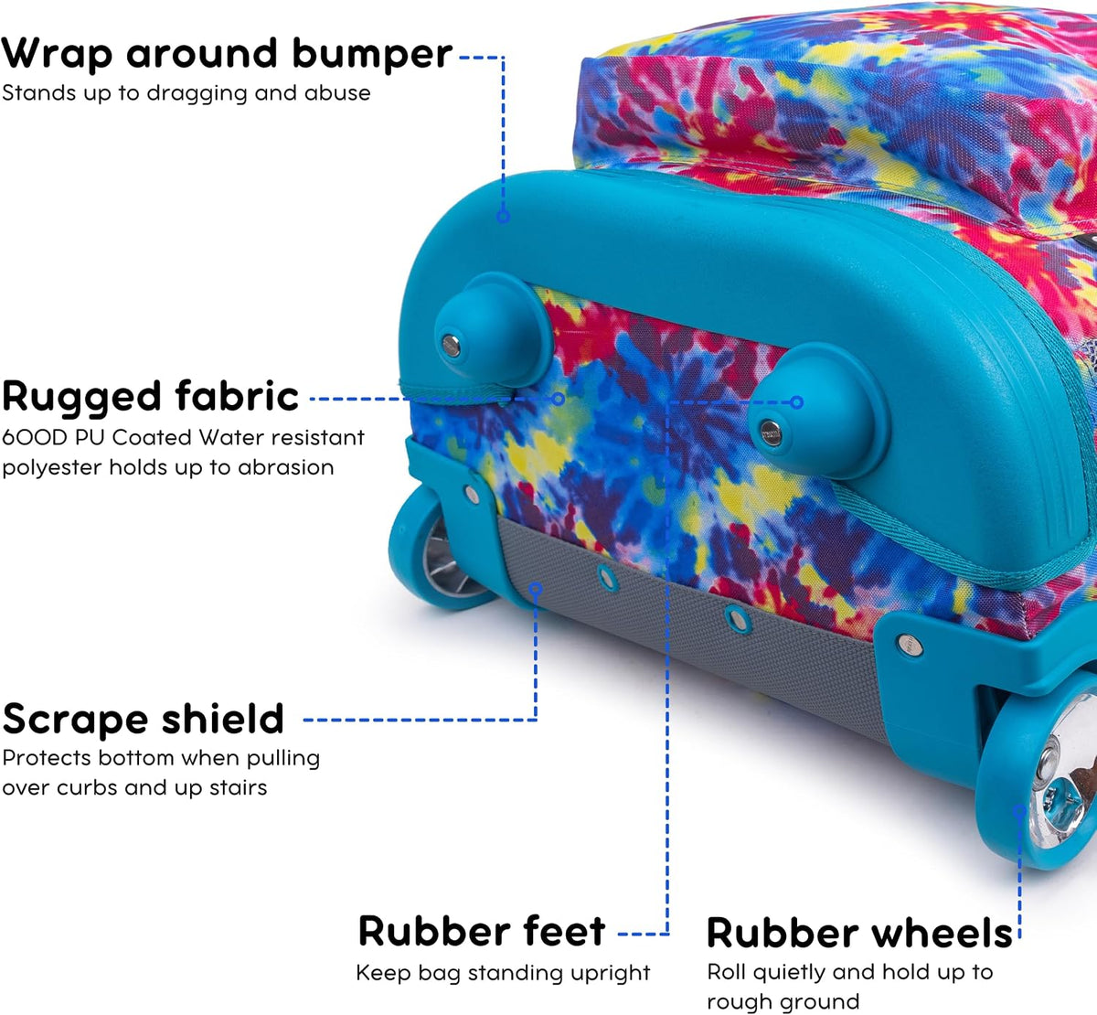 Sunrise Kids Rolling Backpack with Wheels for Girls Boys, Roller Bookbag for School, 18 x 13 x 9 Inches, Confetti - Colors B