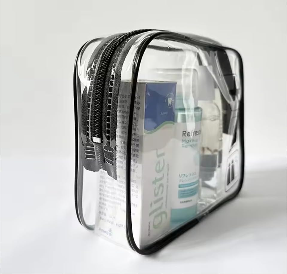 Clear TSA Approved Toiletry Bag, Multipurpose Travel Organizer with Zipper, Leak-Proof Cosmetic Makeup Pouch