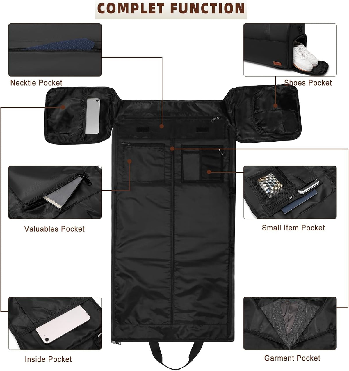 Garment Bags for Travel 3 in 1 Carry On Convertible Suit Travel Duffel Bag with Shoe Compartment Waterproof Large Hanging Travel Suit Bag for Men Ideal Gift for Christmas &Thanksgiving
