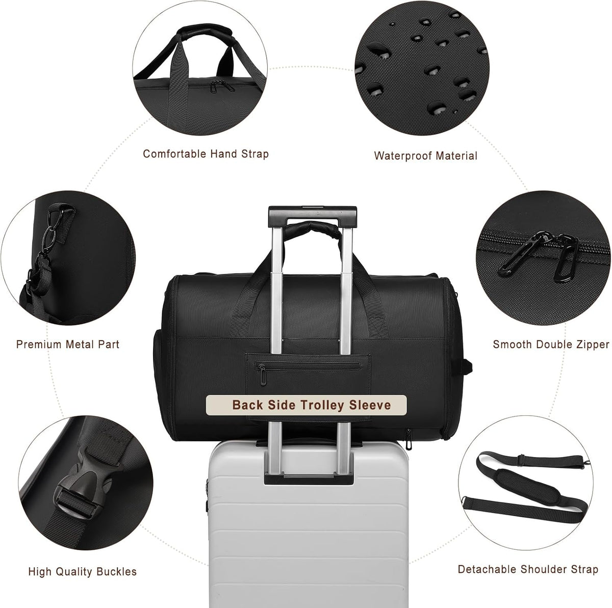 Garment Bags for Travel 3 in 1 Carry On Convertible Suit Travel Duffel Bag with Shoe Compartment Waterproof Large Hanging Travel Suit Bag for Men Ideal Gift for Christmas &Thanksgiving