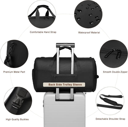 Garment Bags for Travel 3 in 1 Carry On Convertible Suit Travel Duffel Bag with Shoe Compartment Waterproof Large Hanging Travel Suit Bag for Men Ideal Gift for Christmas &Thanksgiving