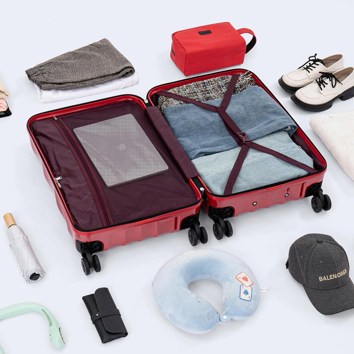 Carry On Luggage 22x14x9 Airline Approved,ABS+PC Hardside Luggage with Spinner Wheels,20 Inch Carry-on Luggage with Phone Holder