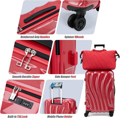 Carry On Luggage 22x14x9 Airline Approved,ABS+PC Hardside Luggage with Spinner Wheels,20 Inch Carry-on Luggage with Phone Holder