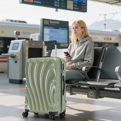 Carry On Luggage 22x14x9 Airline Approved,ABS+PC Hardside Luggage with Spinner Wheels,20 Inch Carry-on Luggage with Phone Holder