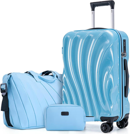 Carry On Luggage 22x14x9 Airline Approved,ABS+PC Hardside Luggage with Spinner Wheels,20 Inch Carry-on Luggage with Phone Holder