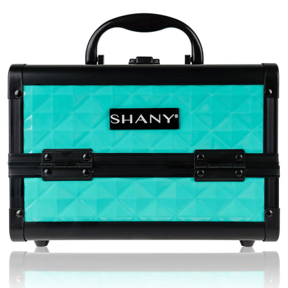 SHANY Chic Makeup Train Case Cosmetic Box Portable Makeup Case Cosmetics Beauty Organizer Jewelry storage with Locks, Multi trays Makeup Storage Box with Makeup Mirror - Aqua
