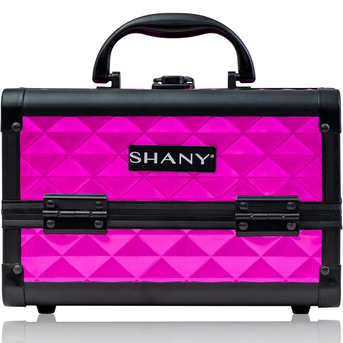SHANY Chic Makeup Train Case Cosmetic Box Portable Makeup Case Cosmetics Beauty Organizer Jewelry storage with Locks, Multi trays Makeup Storage Box with Makeup Mirror - Aqua