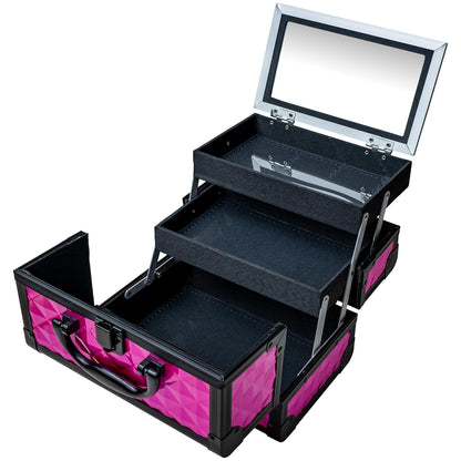 SHANY Chic Makeup Train Case Cosmetic Box Portable Makeup Case Cosmetics Beauty Organizer Jewelry storage with Locks, Multi trays Makeup Storage Box with Makeup Mirror - Aqua