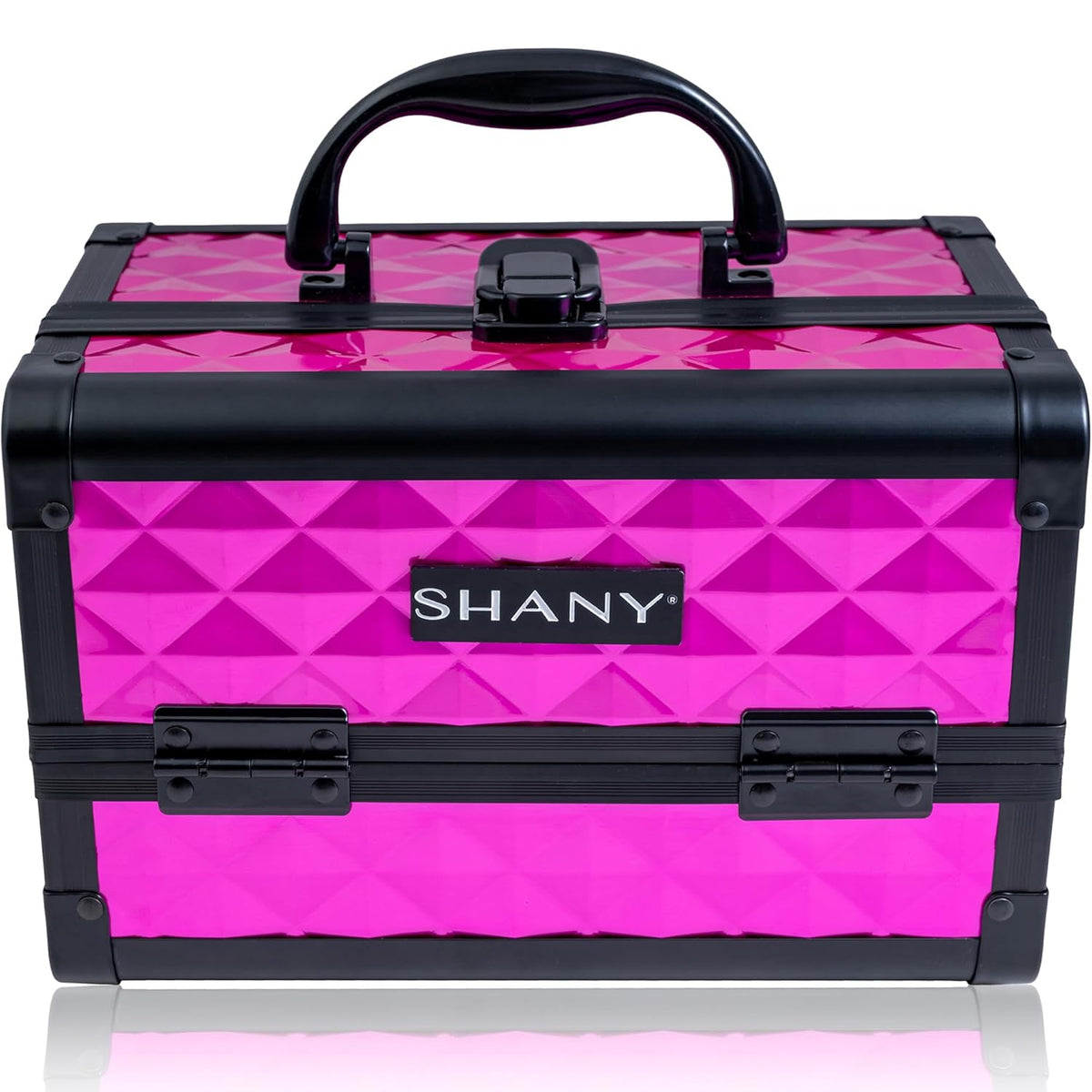 SHANY Chic Makeup Train Case Cosmetic Box Portable Makeup Case Cosmetics Beauty Organizer Jewelry storage with Locks, Multi trays Makeup Storage Box with Makeup Mirror - Aqua