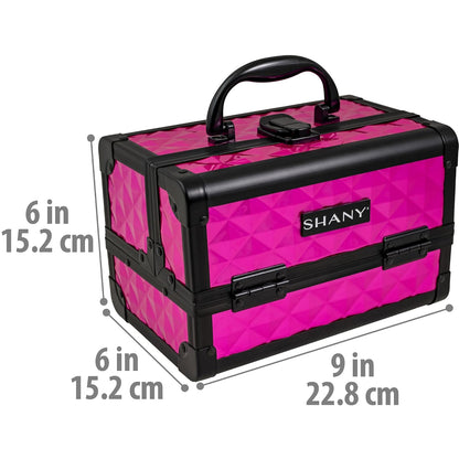 SHANY Chic Makeup Train Case Cosmetic Box Portable Makeup Case Cosmetics Beauty Organizer Jewelry storage with Locks, Multi trays Makeup Storage Box with Makeup Mirror - Aqua