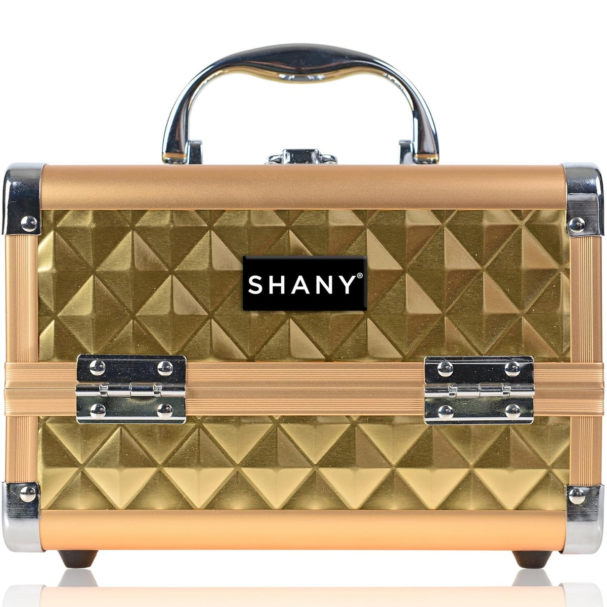 SHANY Chic Makeup Train Case Cosmetic Box Portable Makeup Case Cosmetics Beauty Organizer Jewelry storage with Locks, Multi trays Makeup Storage Box with Makeup Mirror - Aqua