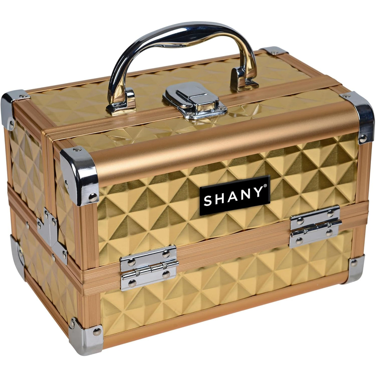 SHANY Chic Makeup Train Case Cosmetic Box Portable Makeup Case Cosmetics Beauty Organizer Jewelry storage with Locks, Multi trays Makeup Storage Box with Makeup Mirror - Aqua