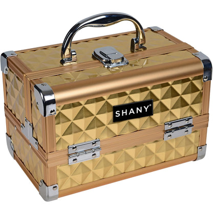 SHANY Chic Makeup Train Case Cosmetic Box Portable Makeup Case Cosmetics Beauty Organizer Jewelry storage with Locks, Multi trays Makeup Storage Box with Makeup Mirror - Aqua