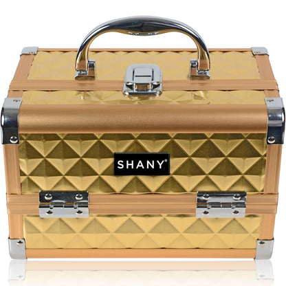 SHANY Chic Makeup Train Case Cosmetic Box Portable Makeup Case Cosmetics Beauty Organizer Jewelry storage with Locks, Multi trays Makeup Storage Box with Makeup Mirror - Aqua