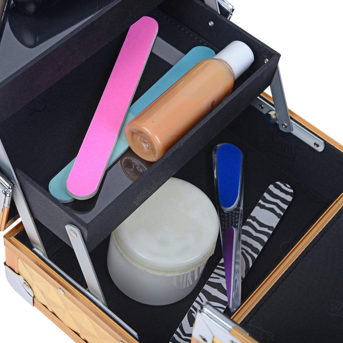 SHANY Chic Makeup Train Case Cosmetic Box Portable Makeup Case Cosmetics Beauty Organizer Jewelry storage with Locks, Multi trays Makeup Storage Box with Makeup Mirror - Aqua