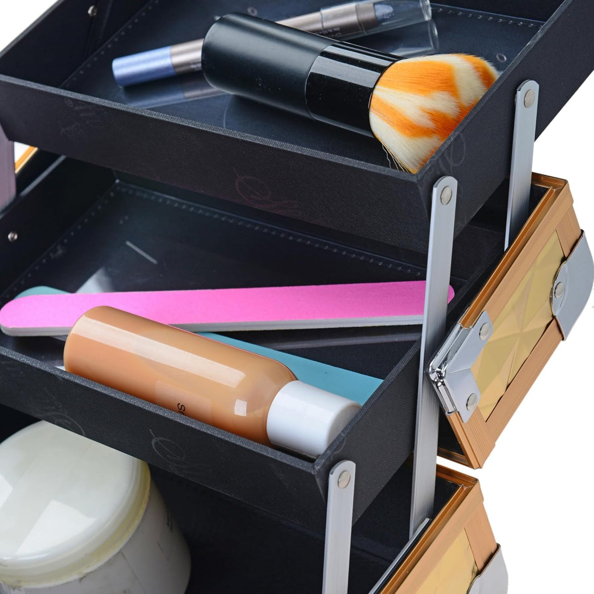 SHANY Chic Makeup Train Case Cosmetic Box Portable Makeup Case Cosmetics Beauty Organizer Jewelry storage with Locks, Multi trays Makeup Storage Box with Makeup Mirror - Aqua