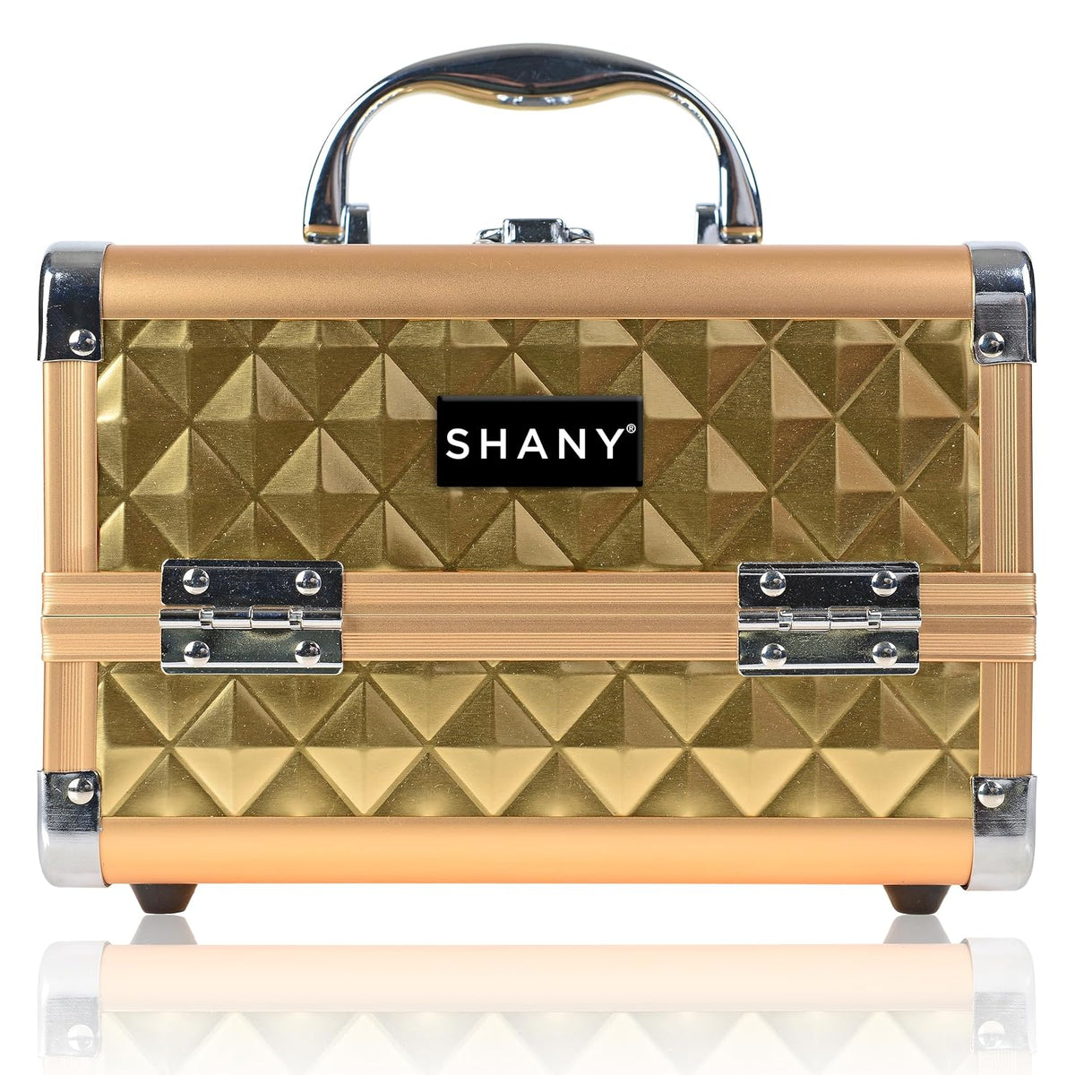 SHANY Chic Makeup Train Case Cosmetic Box Portable Makeup Case Cosmetics Beauty Organizer Jewelry storage with Locks, Multi trays Makeup Storage Box with Makeup Mirror - Aqua