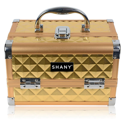 SHANY Chic Makeup Train Case Cosmetic Box Portable Makeup Case Cosmetics Beauty Organizer Jewelry storage with Locks, Multi trays Makeup Storage Box with Makeup Mirror - Aqua