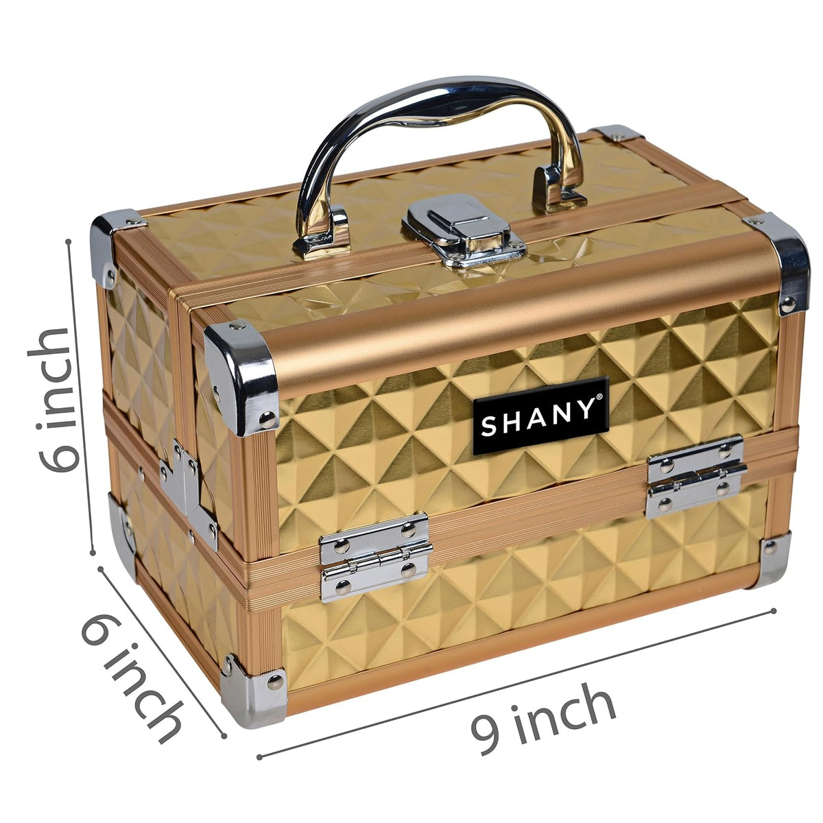 SHANY Chic Makeup Train Case Cosmetic Box Portable Makeup Case Cosmetics Beauty Organizer Jewelry storage with Locks, Multi trays Makeup Storage Box with Makeup Mirror - Aqua
