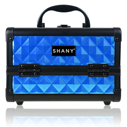 SHANY Chic Makeup Train Case Cosmetic Box Portable Makeup Case Cosmetics Beauty Organizer Jewelry storage with Locks, Multi trays Makeup Storage Box with Makeup Mirror - Aqua