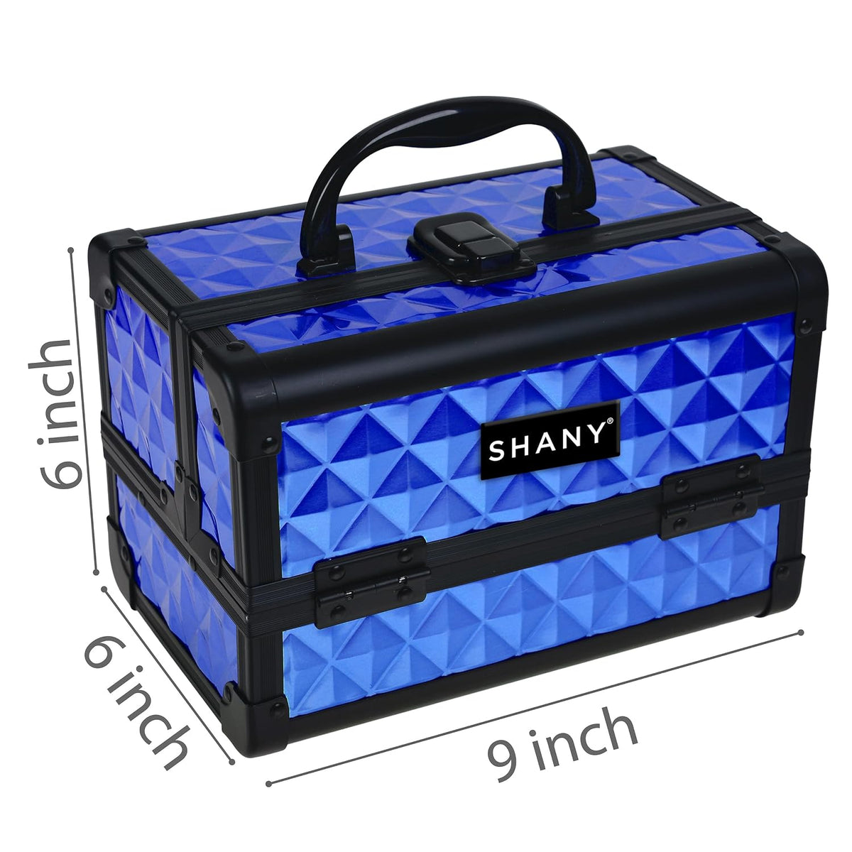 SHANY Chic Makeup Train Case Cosmetic Box Portable Makeup Case Cosmetics Beauty Organizer Jewelry storage with Locks, Multi trays Makeup Storage Box with Makeup Mirror - Aqua