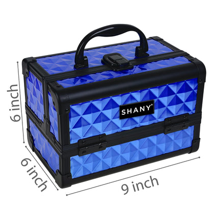 SHANY Chic Makeup Train Case Cosmetic Box Portable Makeup Case Cosmetics Beauty Organizer Jewelry storage with Locks, Multi trays Makeup Storage Box with Makeup Mirror - Aqua