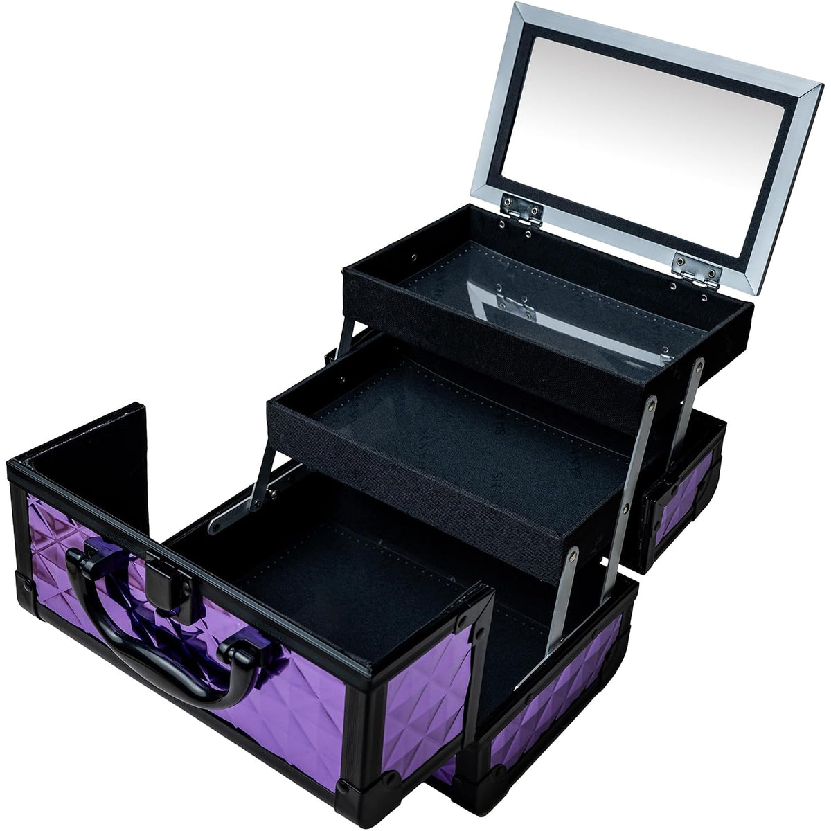 SHANY Chic Makeup Train Case Cosmetic Box Portable Makeup Case Cosmetics Beauty Organizer Jewelry storage with Locks, Multi trays Makeup Storage Box with Makeup Mirror - Aqua