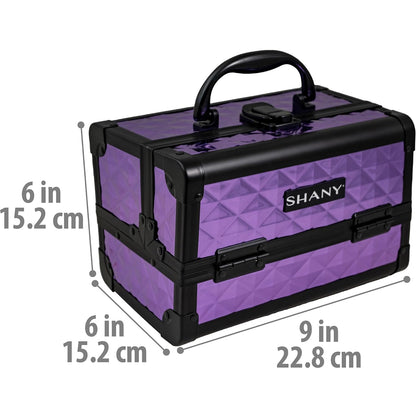 SHANY Chic Makeup Train Case Cosmetic Box Portable Makeup Case Cosmetics Beauty Organizer Jewelry storage with Locks, Multi trays Makeup Storage Box with Makeup Mirror - Aqua