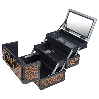 SHANY Chic Makeup Train Case Cosmetic Box Portable Makeup Case Cosmetics Beauty Organizer Jewelry storage with Locks, Multi trays Makeup Storage Box with Makeup Mirror - Aqua