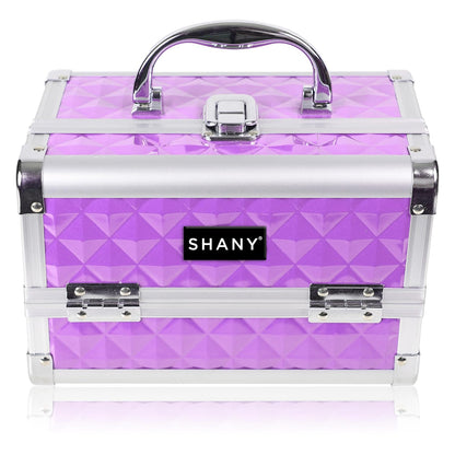 SHANY Chic Makeup Train Case Cosmetic Box Portable Makeup Case Cosmetics Beauty Organizer Jewelry storage with Locks, Multi trays Makeup Storage Box with Makeup Mirror - Aqua